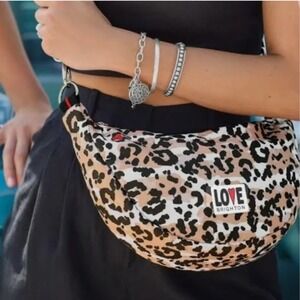 Brighton Spotted Love Swing Bag Leopard Print Adjustable Strap Zipper Pocket New